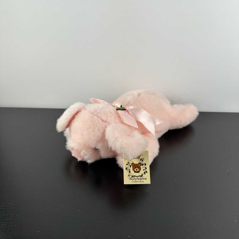 Bearington Collection Rare Prissy Pink Pig 10" Rose Bow Plush Stuffed Animal NWT
